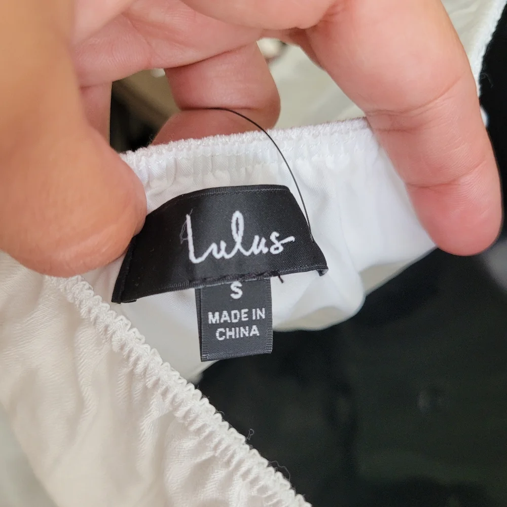 LULUS size S Elegant White Dress with Floral Sleeves. New with tag. - Picture 9 of 14